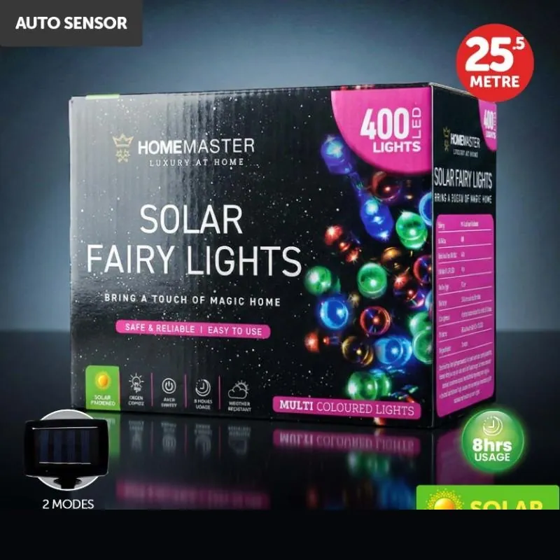 Christmas Fairy Light Solar 400LED 25.5m Total Length Multi Colour 2 Functions – image 4