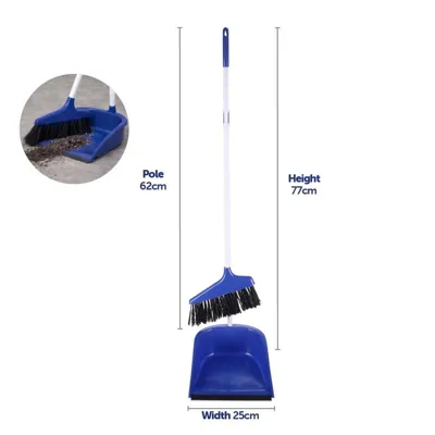 Broom Lobby & Dustpan Set with Rubber Lip - 790mm Handle (Soft~Medium Bristle)