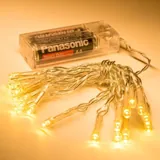 Fairy Lights Battery Operated 20 LED 2m Warm White 2 Function Clear Wire – image 2
