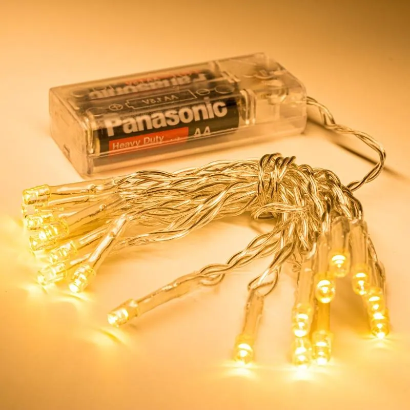 Fairy Lights Battery Operated 20 LED 2m Warm White 2 Function Clear Wire – image 2