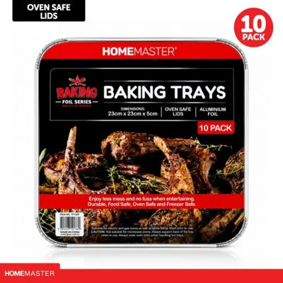 Foil Baking Trays with Lids 24.5 x 23 x 5.5cm (10 Pack)