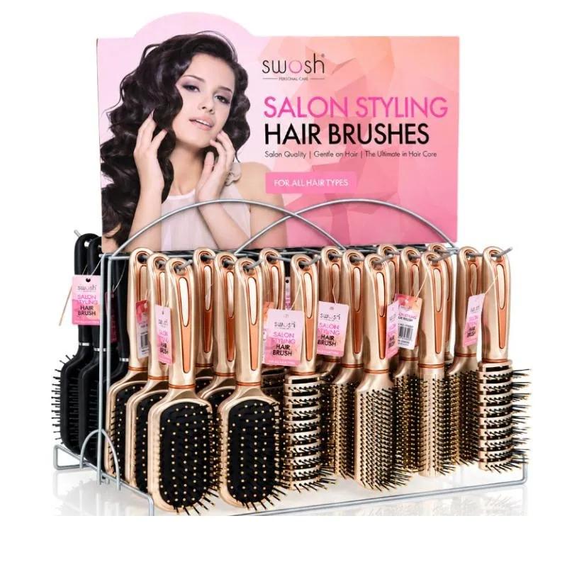 Hair Brush Styling Salon - 4 Assorted Designs on Stand - Blue & Purple – image 4