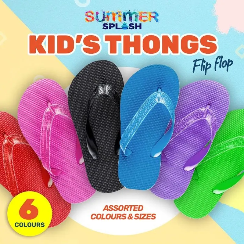 Thongs Kids Coloured Purple, Black, Blue, Red, Pink & Green 3 Assorted Sizes: Small (au 7-8), Medium (au 9-10) & Large (au 11-12) – image 3