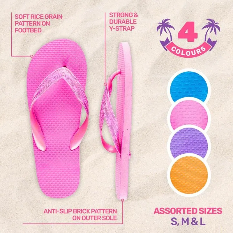 Thongs Womens Coloured Pink, Purple, Orange & Blue 3 Assorted Sizes: Small (au 5-6), Medium (au 7-8) & Large (au 9-10) – image 2