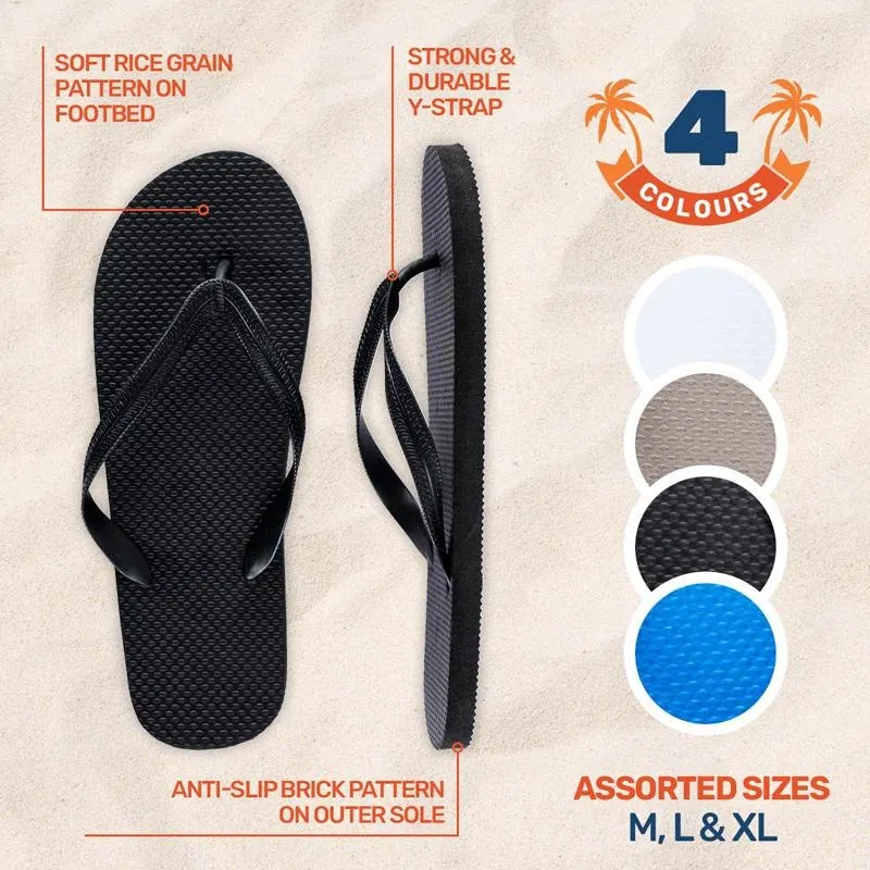 Thongs Mens Coloured Black, White, Grey & Blue 3 Assorted Sizes: Medium (au 8-9), Large (au 10-11) & Extra Large (au 12) – image 2