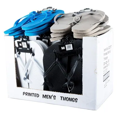 Thongs Mens Coloured Black, White, Grey & Blue 3 Assorted Sizes: Medium (au 8-9), Large (au 10-11) & Extra Large (au 12)