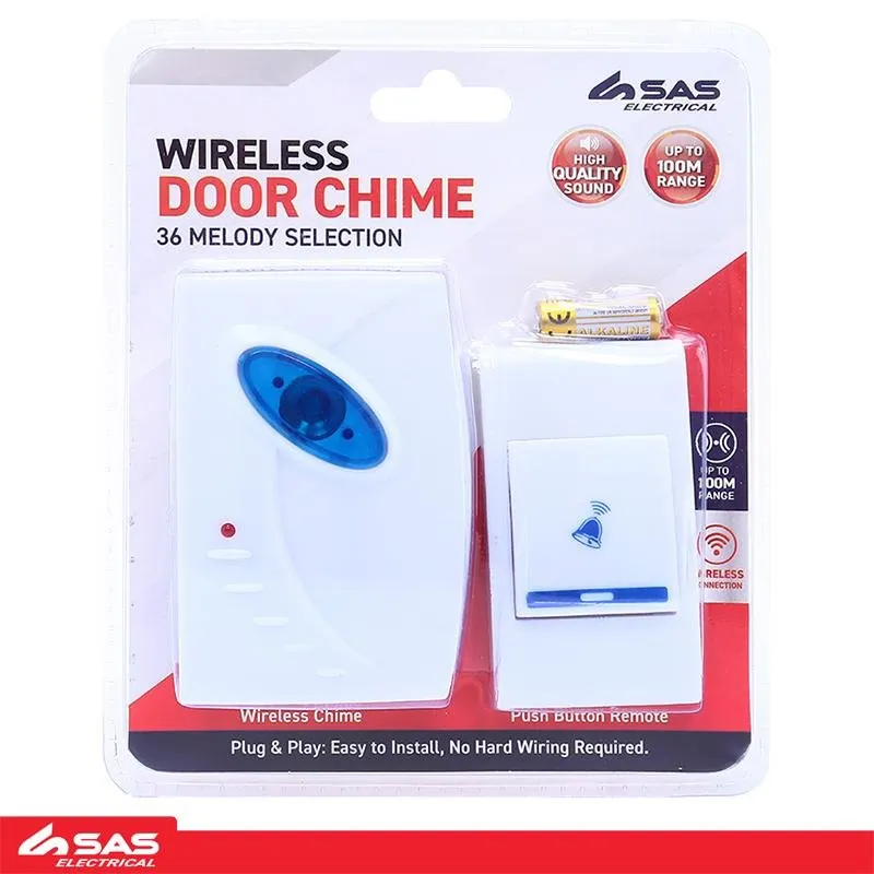 Battery Operated Wireless Door Bell White Features 36 Chimes & Reaches Up To 100m (Requires – image 4