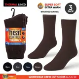 Socks Mens Workwear Thermal Crew Cut 3pk Black, Grey, Navy & Brown – image 4