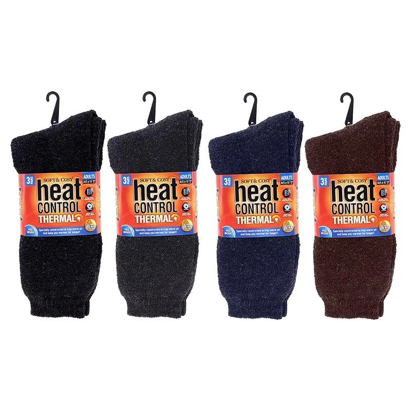 Socks Mens Workwear Thermal Crew Cut 3pk Black, Grey, Navy & Brown – image 3