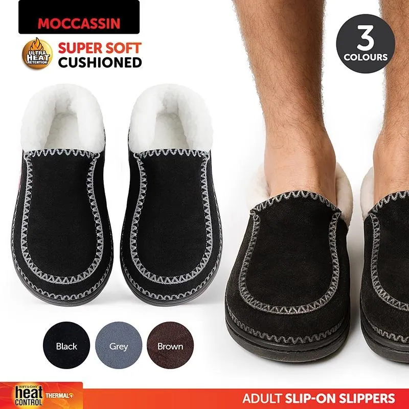 Slippers Mens Mocassin Plain Brown, Black & Grey 3 Sizes: M,l,xl – image 4