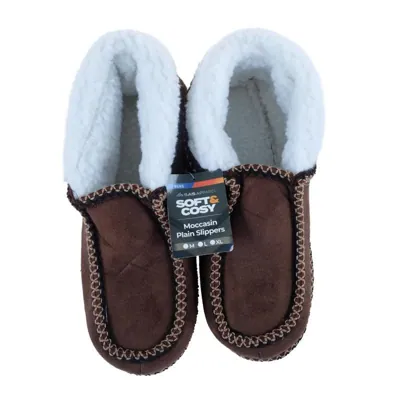 Slippers Mens Mocassin Plain Brown, Black & Grey 3 Sizes: M,l,xl
