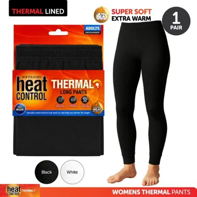 Apparel Pants Adults Heat Control Thermal Black & White 4 Sizes: S,m,l,xl