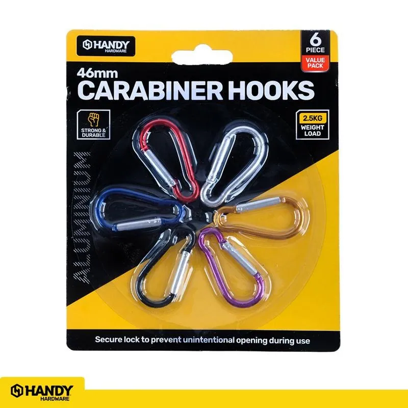 Carabiner Clips 46mm 6 Assorted Colours (Holding Capacity 2.5kg Each) – image 4