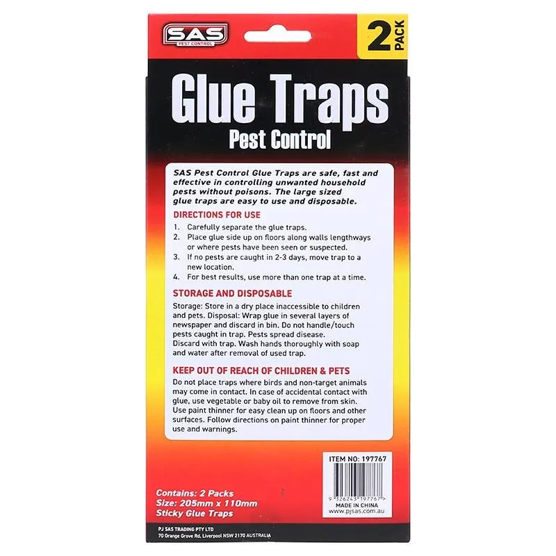 Sas Pest Control Glue Trap 2pk 20.5cm X 11cm X 1cm Black & Clear Glue – image 3