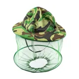 Insect Head Net with Brim Hat 30cm X 13cm X 2.5cm Green Mesh & Camouflage Hat – image 1