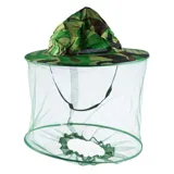 Insect Head Net with Brim Hat 30cm X 13cm X 2.5cm Green Mesh & Camouflage Hat – image 2