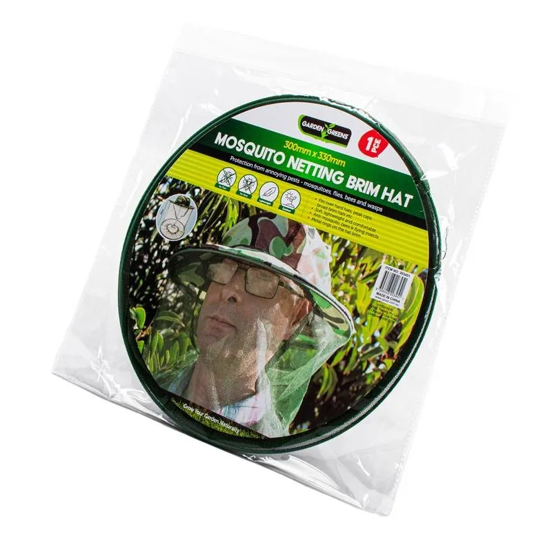 Insect Head Net with Brim Hat 30cm X 13cm X 2.5cm Green Mesh & Camouflage Hat – image 3