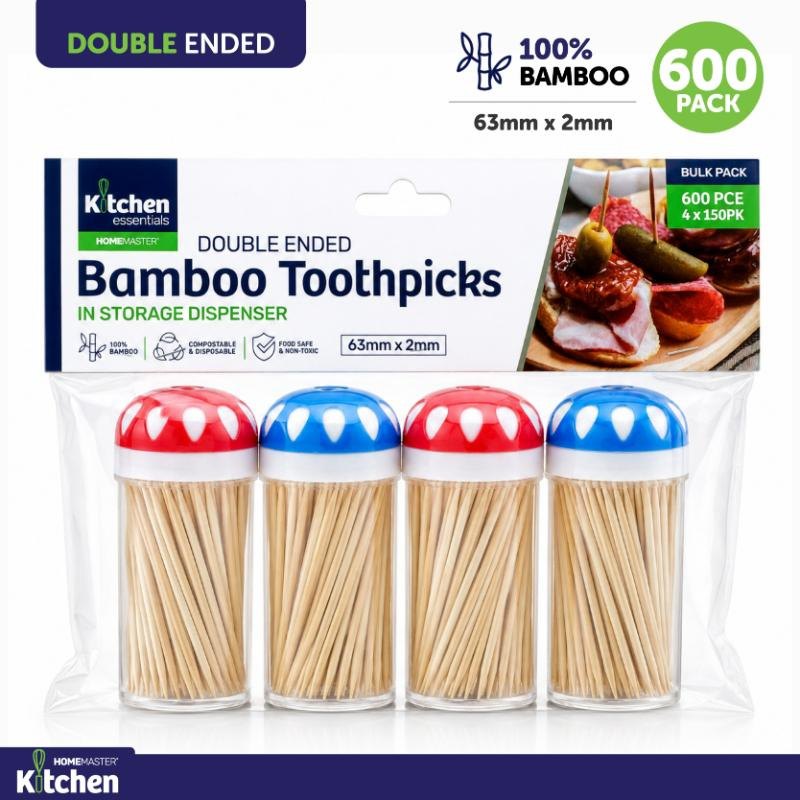 Bamboo Toothpicks in Dispensers (4 x 150, 600 Pieces) — photo 4 of 4