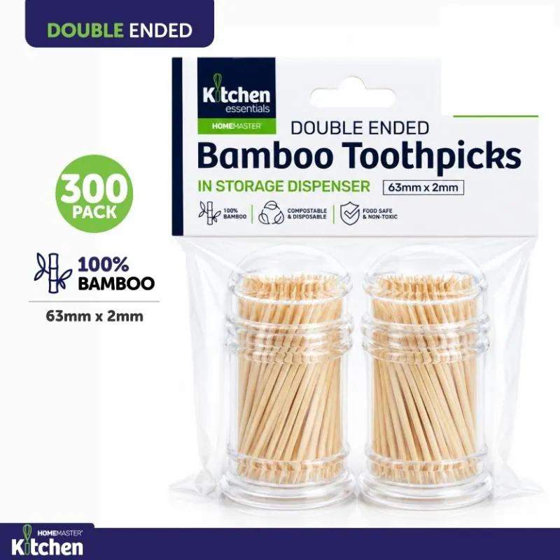 Bamboo Toothpicks in Premium Case - Includes 2 Packs of 150pc - 300pc - 6.3cm X 2mm – image 4