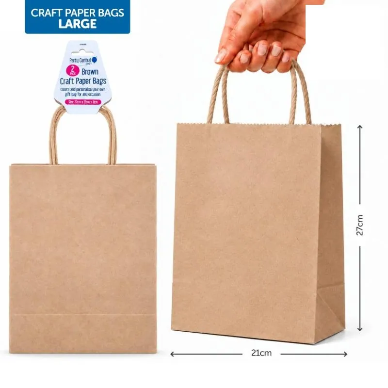 Craft Paper Bags Brown 27cm X 22cm X 11cm 2pk – image 4
