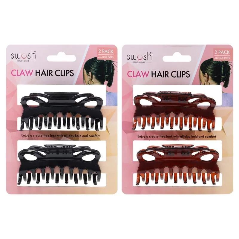 Hair Claw Clips 2pc 9cm- Black and Brown – image 4