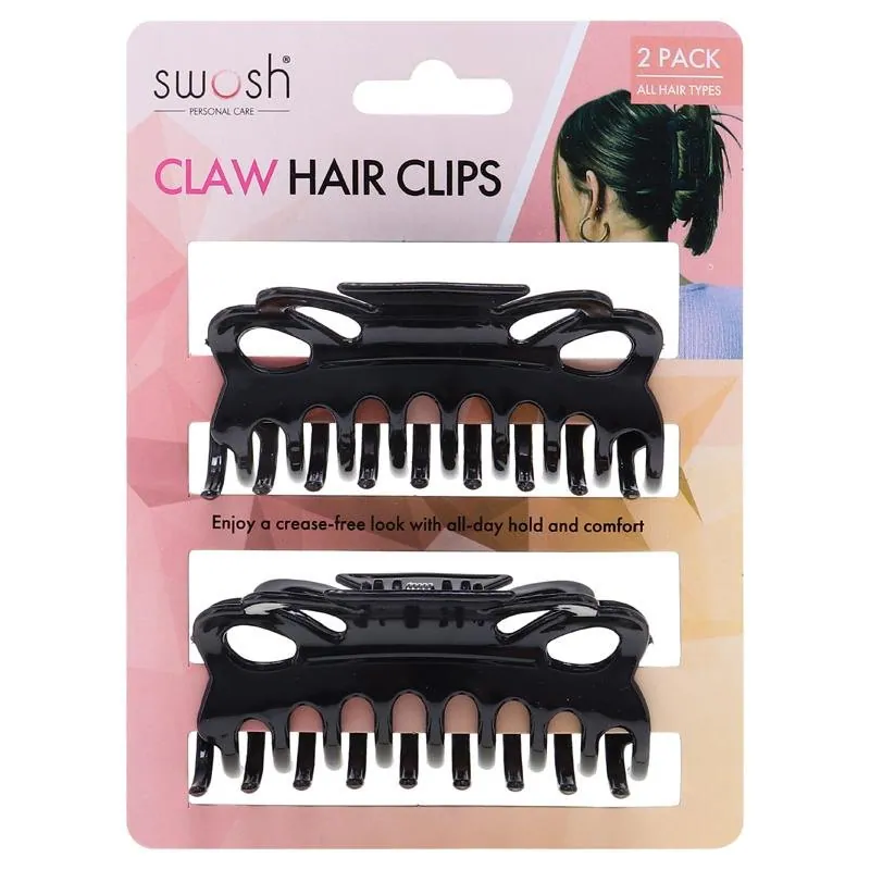 Hair Claw Clips 2pc 9cm- Black and Brown – image 3