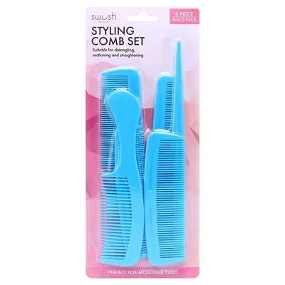 Styling Combs Multi-Pack 6pc Set Assorted Colours