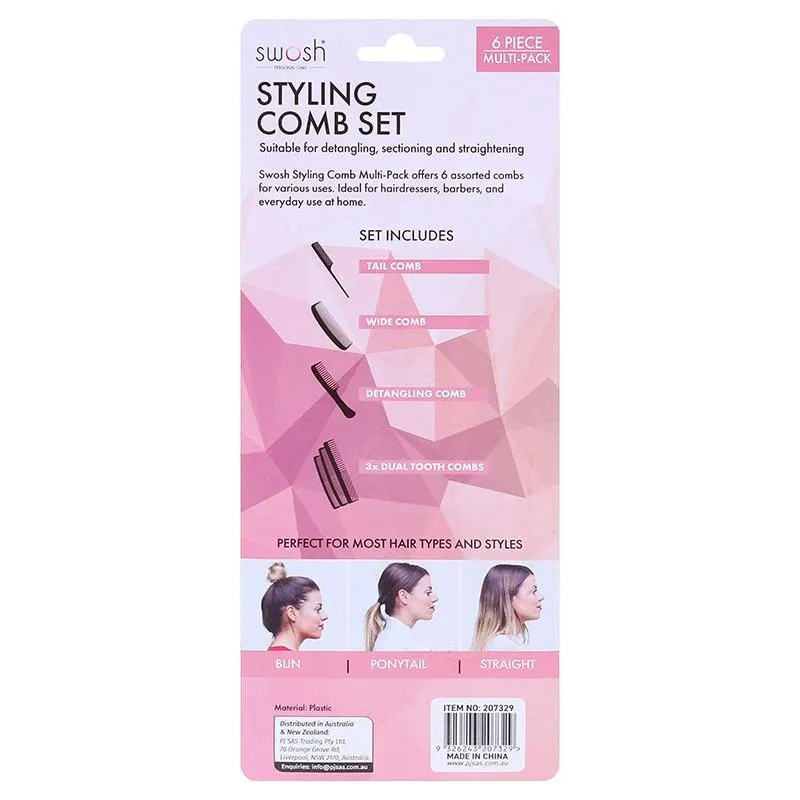 Styling Combs Multi-Pack 6pc Set Assorted Colours – image 2
