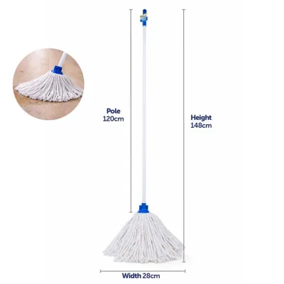 Cotton Mop with Handle - Mop Head (24cm) - Handle (120cm)