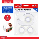 Tape Dispenser with 2 Extra Rolls (20m X 18mm) – image 4