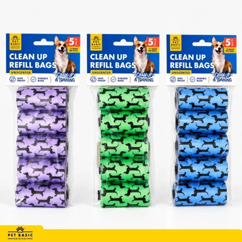 Dog Clean Up Refill Bags 5 Rolls X 15pc Bag Size 30cm X 14cm – image 4