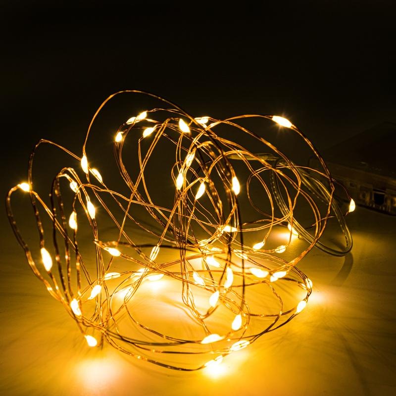 Copper Wire Fairy Lights, 50 LED, 5m, Warm White, Battery Operated – image 2