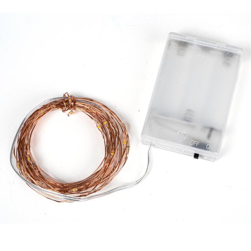 Copper Wire Fairy Lights, 50 LED, 5m, Warm White, Battery Operated – image 3