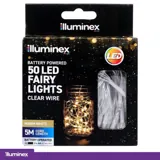 Fairy Lights Battery Operated 50 LED 5m Warm White 2 Function Clear Wire – image 4