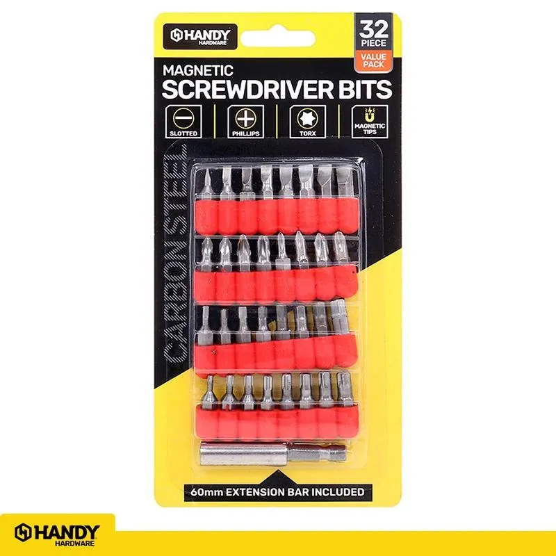 Screwdriver Bits Magnetic (Includes Flat Head, Phillips Head, P0Z1 Head, Torx Head and 60mm Extension Bar) 25mm 32pc – image 4