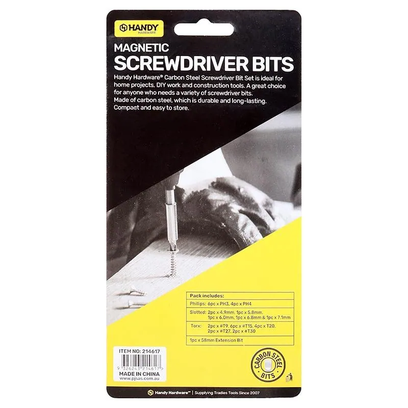 Screwdriver Bits Magnetic (Includes Flat Head, Phillips Head, P0Z1 Head, Torx Head and 60mm Extension Bar) 25mm 32pc – image 3