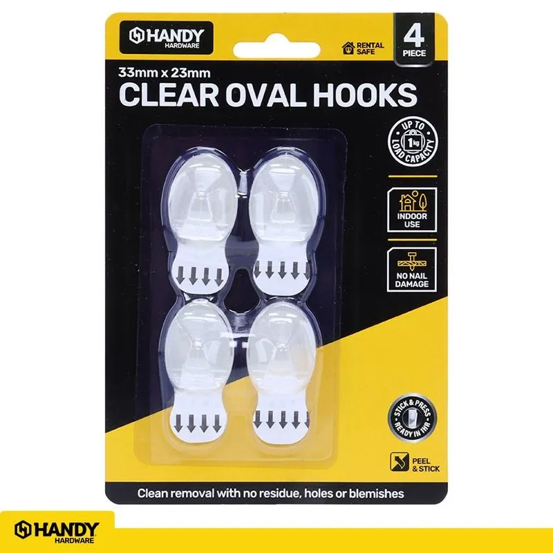 Removable Hooks Oval Clear Plastic 33mm X 23mm 4pk (Holding Weight 1kg) – image 4