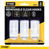 Removable Hooks Rectangle Clear Plastic 50mm X 30mm 3pk (Holding Weight 2kg) – image 4