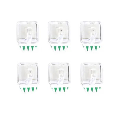 Removable Hooks Square Clear Plastic 27mm X 27mm 6pk (Holding Weight 500g)