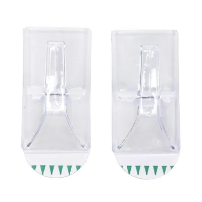 Removable Hooks Rectangle Clear Plastic 74mm X 40mm 2pk (Holding Weight 3kg)