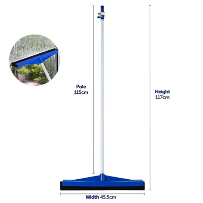 Squeegee with Foam Blade & Long Handle - Head Measures 45.5cm - Pole Measures 115cm
