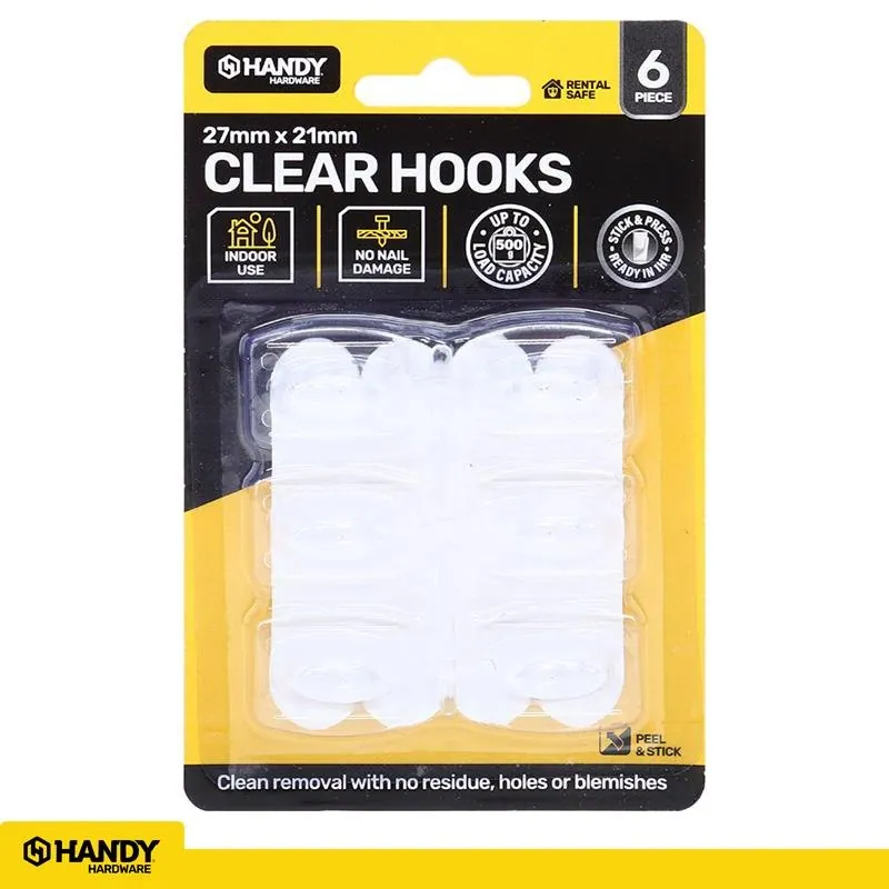 Removable Hooks Plastic 2.7cm X 2.1cm 6pk (Holding Weight 500g) – image 4
