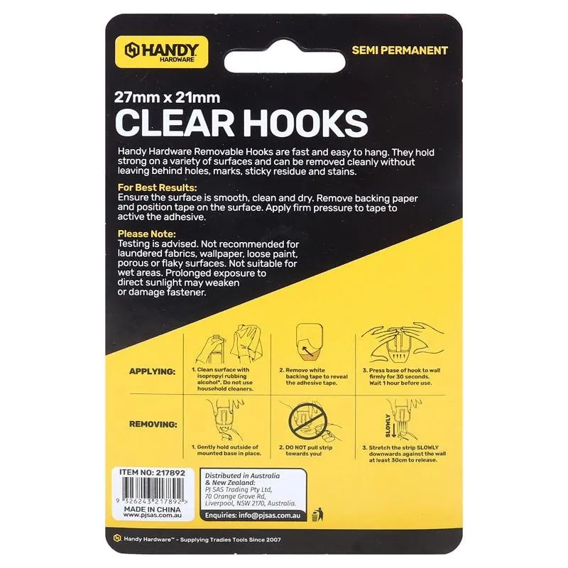 Removable Hooks Plastic 2.7cm X 2.1cm 6pk (Holding Weight 500g) – image 3
