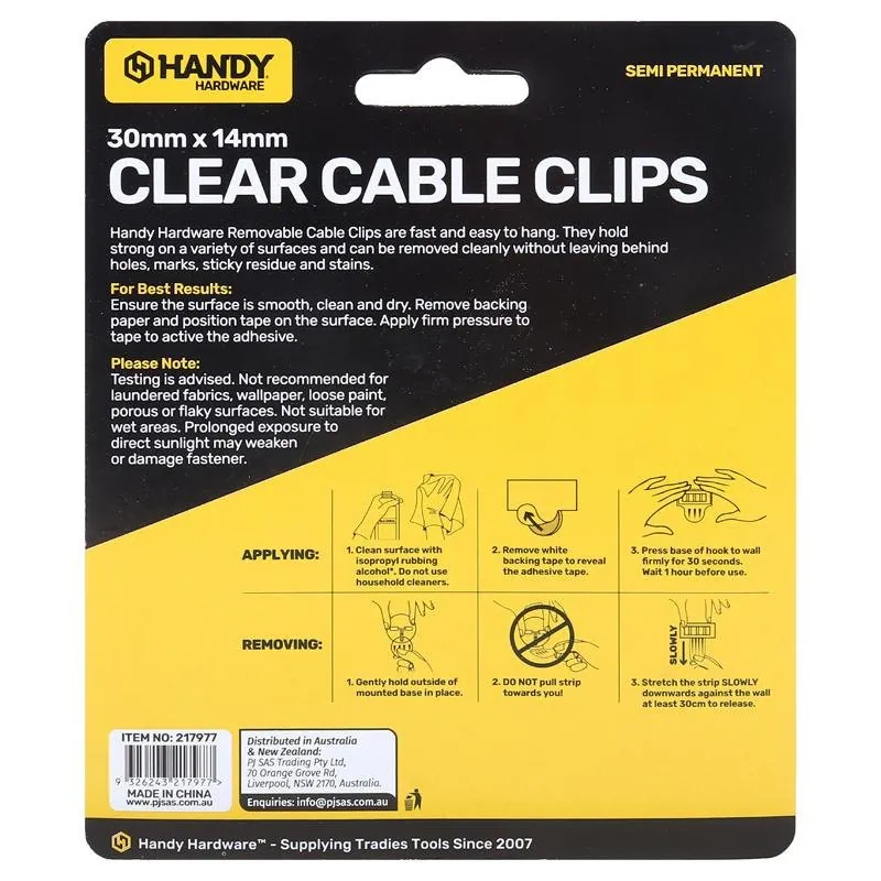 Removable Hooks Cable 30mm X 14mm 6pk (Holding Weight 300g) – image 3