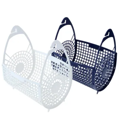 Peg Basket 20.5cm X 14.5cm X 24cm - Plastic - White & Blue Assorted