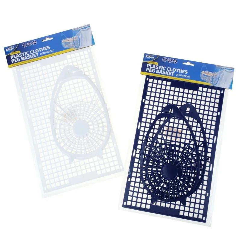 Peg Basket 20.5cm X 14.5cm X 24cm - Plastic - White & Blue Assorted – image 3