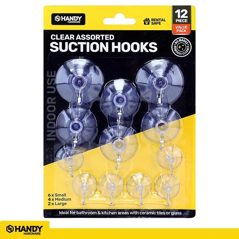 Hooks Suction Cups Clear Assorted Sizes 12pk (Holds 200g To 1kg) – image 4
