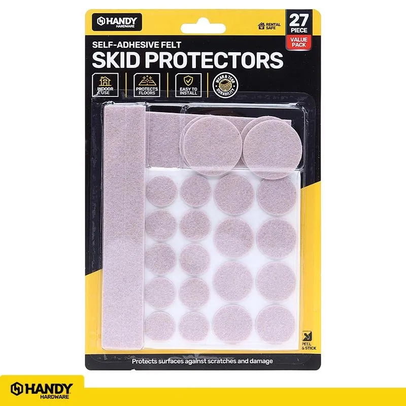Floor Protection Adhesive Felt Skid Protectors Brown 2mm Thick 27pk (Assorted Sizes 39mm - 152mm) – image 4