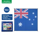 Sand Free Beach Mat 130cm X 145cm, Includes 4 Tie-Down Rings Australian Flag Design – image 4
