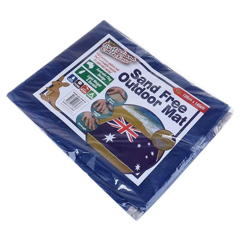 Sand Free Beach Mat 130cm X 145cm, Includes 4 Tie-Down Rings Australian Flag Design – image 2